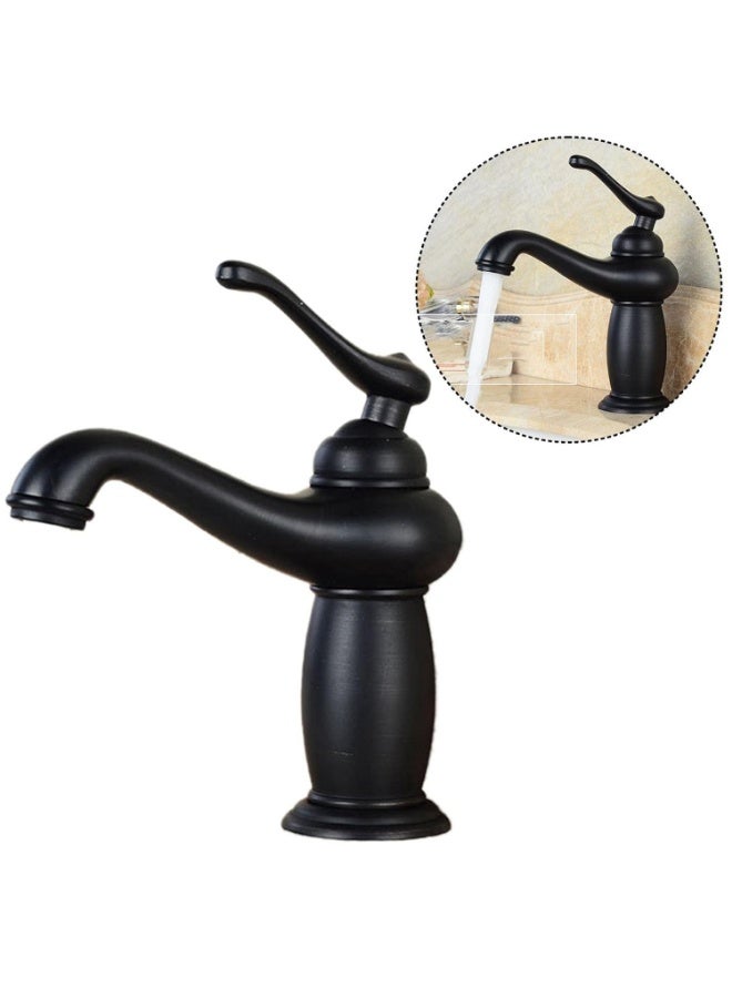 واي دي خلاط حوض حمام فاخر بتصميم عتيق، بمقبض ذراع واحد، مصنوع من النحاس الصلب، صنبور منحني عتيق للحوض، تصميم متين مقاوم للصدأ وموفر للمياه للمنازل الحديثة - Image 5